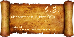 Ohrenstein Euszták névjegykártya